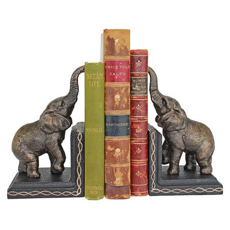 DESIGN TOSCANO Triumphant Elephant Cast Iron Sculptural Bookend Pair SP2869
